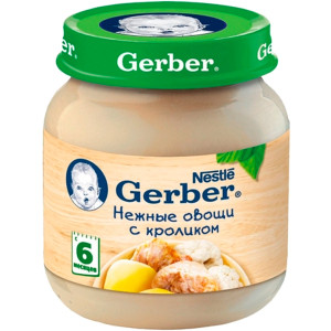 Пюре детское Gerber нежные овощи с кроликом, 6m+, 130 гр